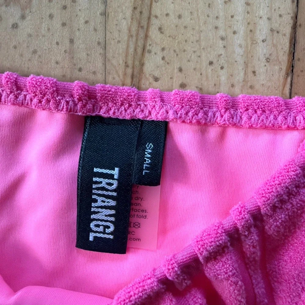 TRIANGL Swim Bikini Bottoms Adjustable Ribbed Pink Women's Size Small Summer EUC